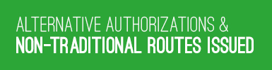 Alternate Authorizations & Non-Traditional Routes Issued