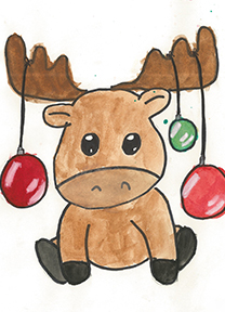 Moose with ornaments on antlers