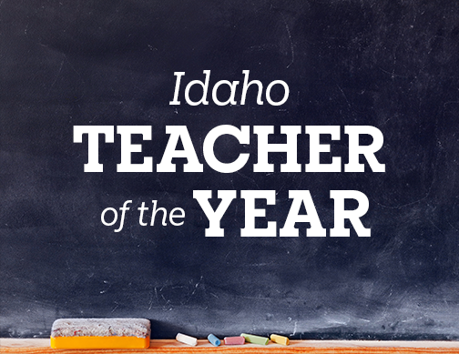 Idaho Teacher of the Year on blackboard background