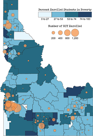 Idaho Homeless Enrollment by LEA Poverty Level illustration